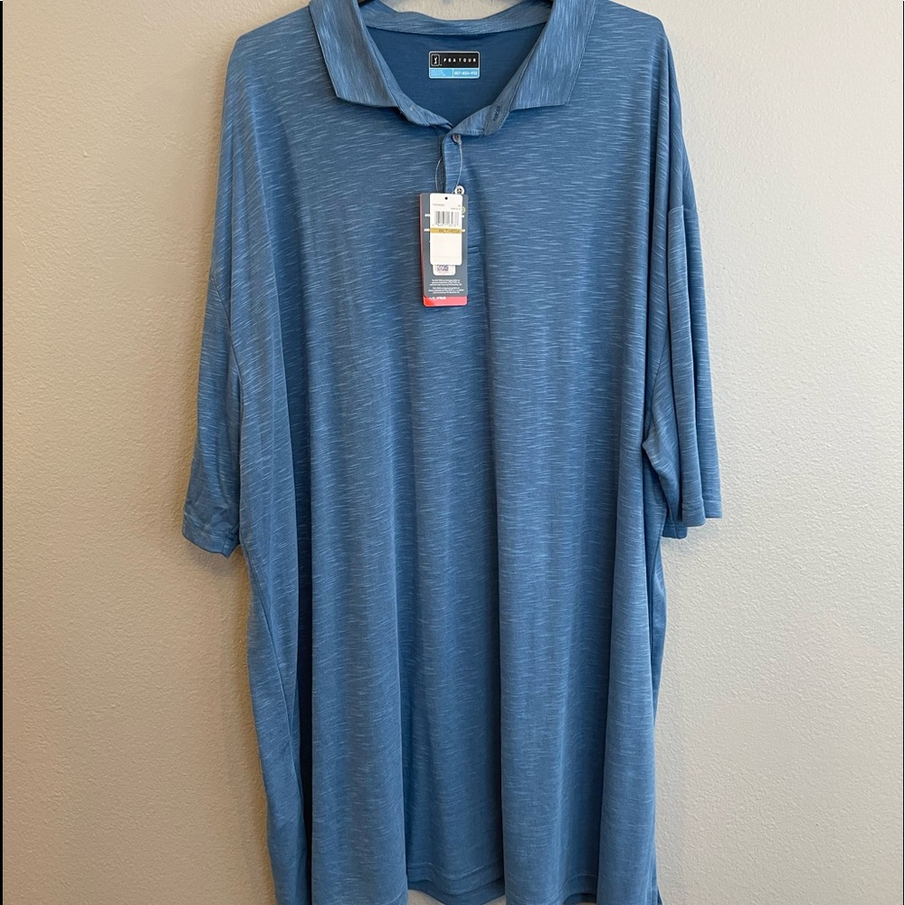 PGA Tour Golf Polo - 4XLT in Blue Striped Heather - Brand New with Tags!